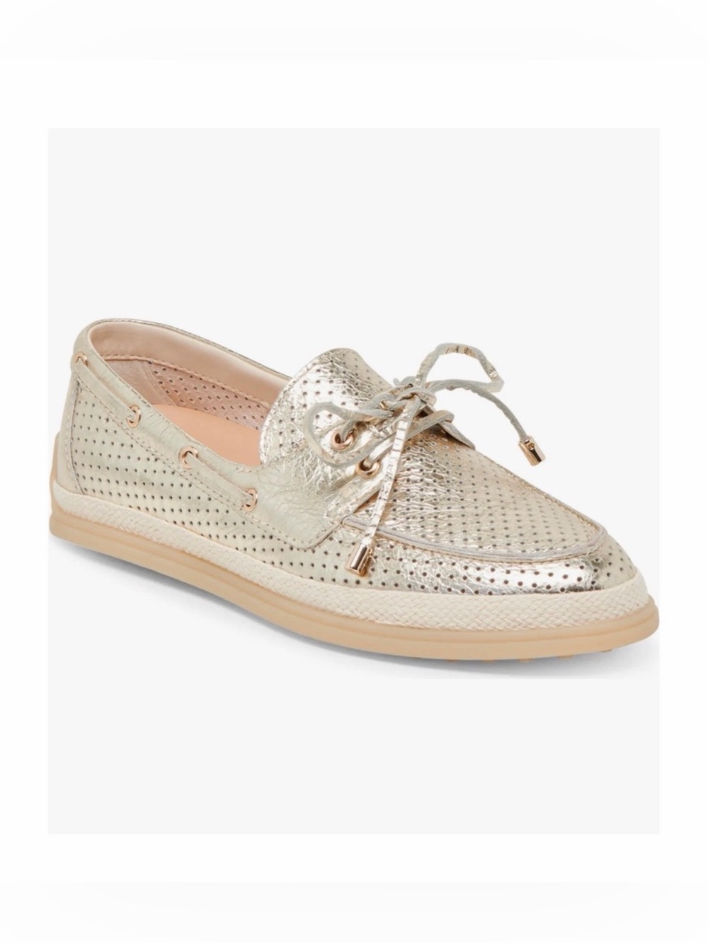 Dolce Vita New in Box Doris Perforated Boat Shoe - Gold
